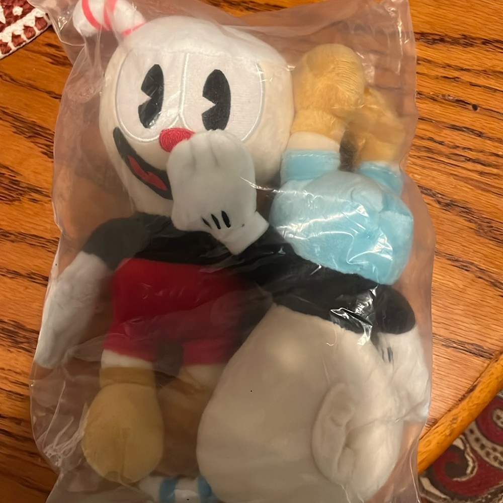 Mug man and cup head plush set